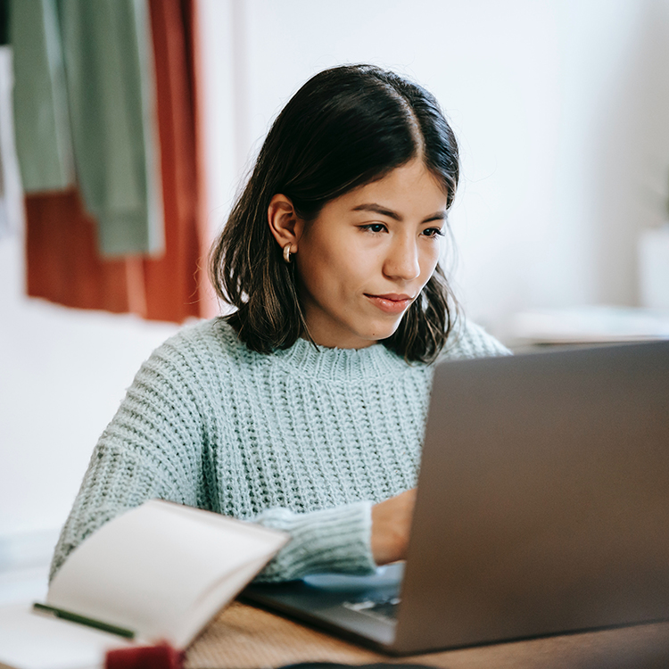 Stock image of a person using a laptop.