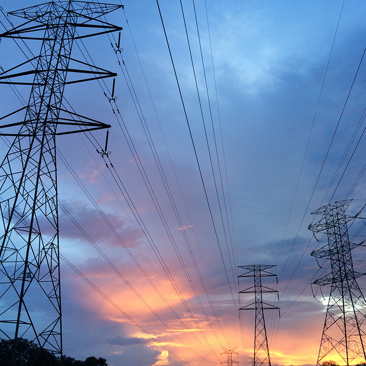 Stock image of power lines.